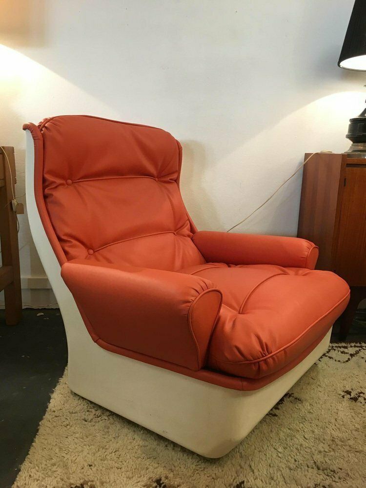 Orange Armchair By Michel Cadestin For Airborne, 1960s photo Furniture