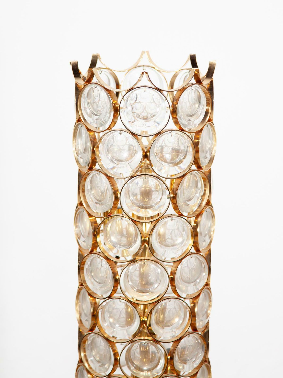 Palwa Round Crystal, Gilt Large Floor Lamp, 1970s, Germany photo 7376.0