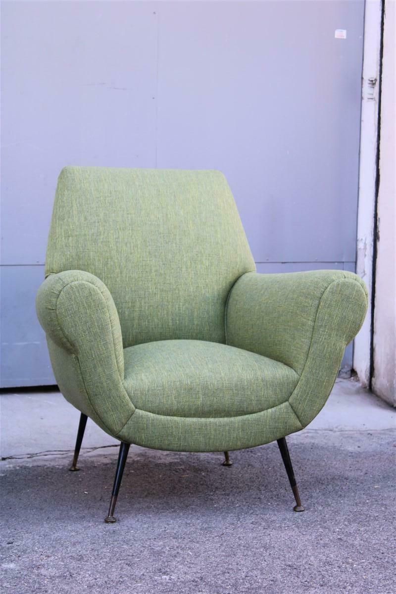 4409.0 Pair Of Gigi Radice Minotti Armchairs In Trama Green Yellow Mid Century Fabric photo