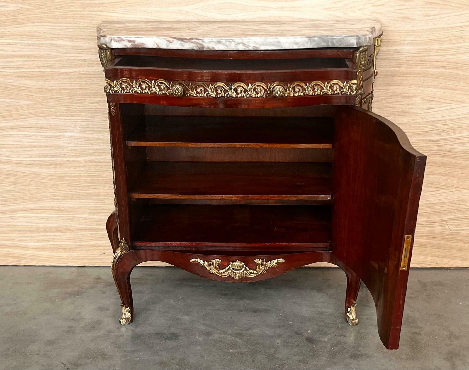 Louis XV Style Buffet With Floral Marquetry With Drawer And Door photo buy