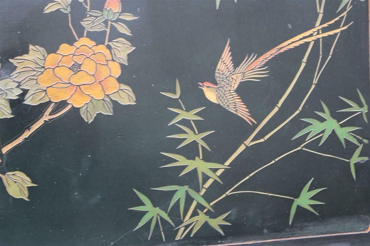 1950s Chinese Lacquer Decorative Panel With Birds, Lotus Flowers And Plants photo vinterior