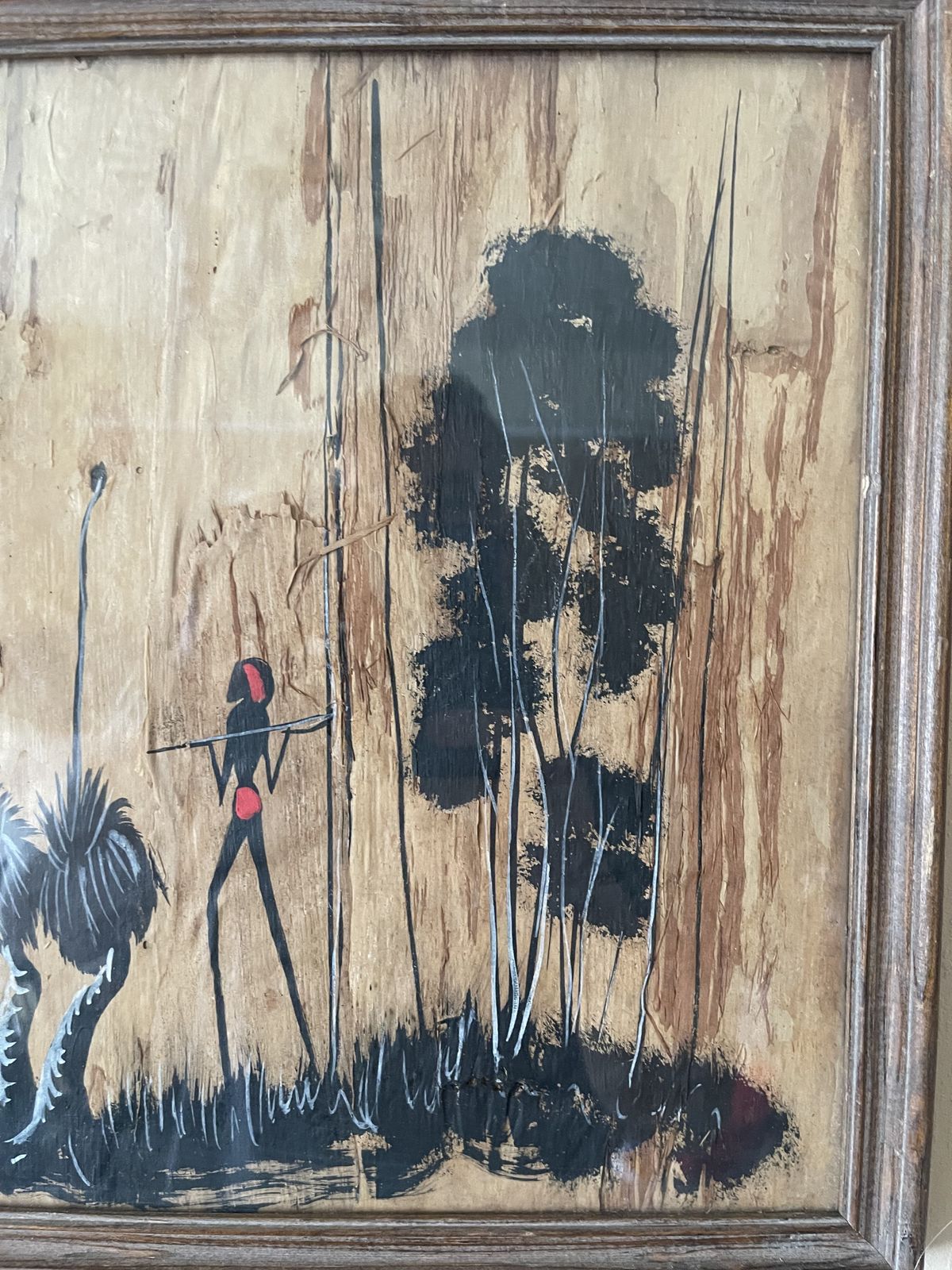 Watercolour Painting On Paper Bark Of An Aboriginal Scene By Simo photo Art