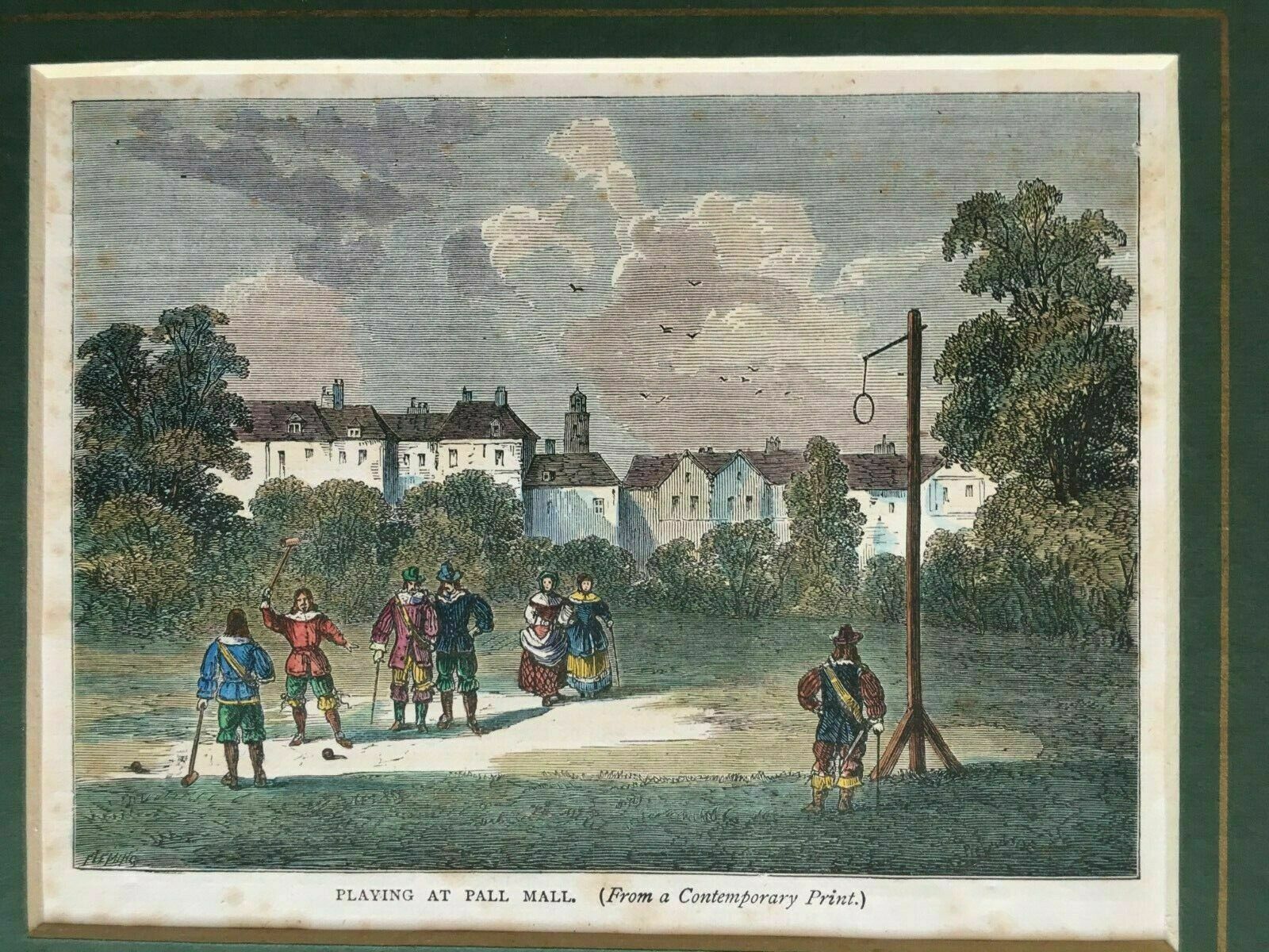 Original Lithograph Titled 'Playing At Pall Mall (From A Contemporary Print)'