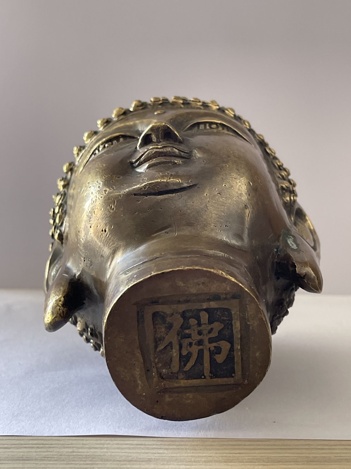 1kg Fine Large Heavy Old Chinese Gilt Bronze Shakyamuni Buddha Head Statue photo 200.0
