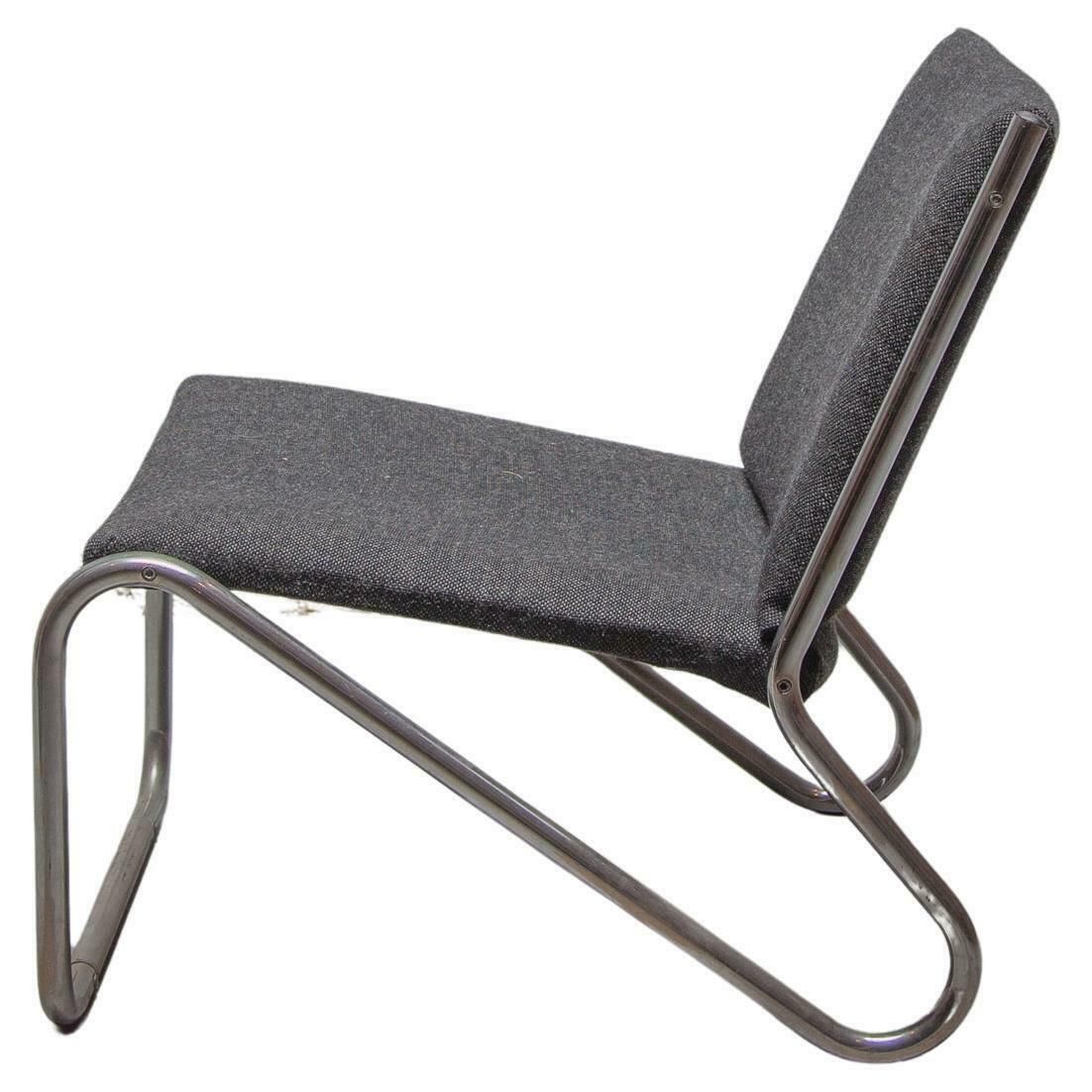Set Of Six Chrome Tubular Steel Bauhaus Style Lounge Chairs