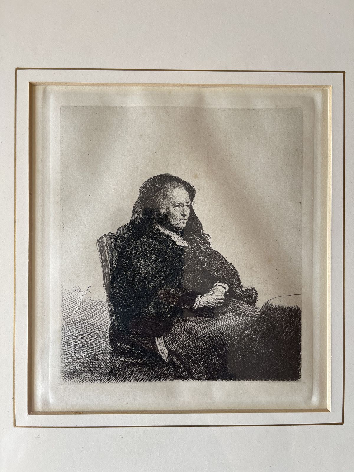 Reproduction Rembrandt Etching Of His Mother From 1631 photo furniture