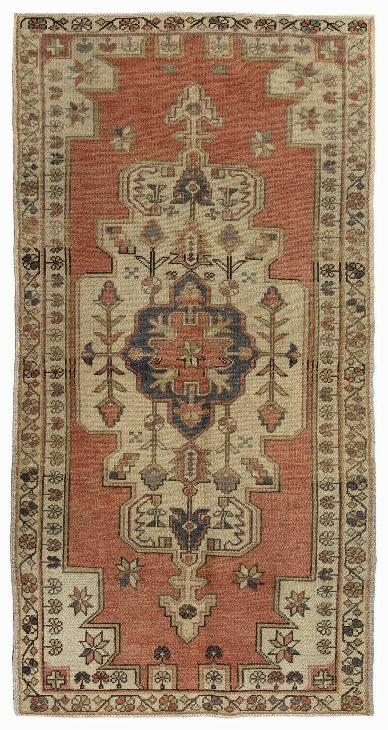 3.8x7.7 Ft Vintage Oriental Rug For Country Homes, Tribal, Traditional Interiors