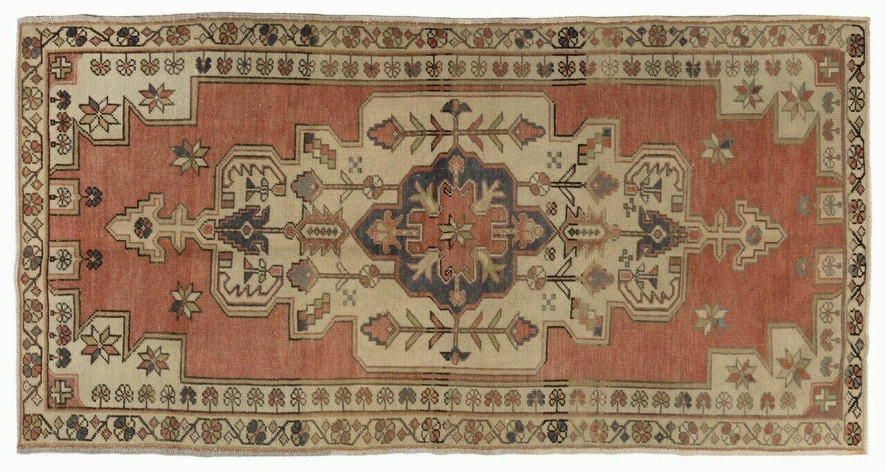 3.8x7.7 Ft Vintage Oriental Rug For Country Homes, Tribal, Traditional Interiors photo for sale