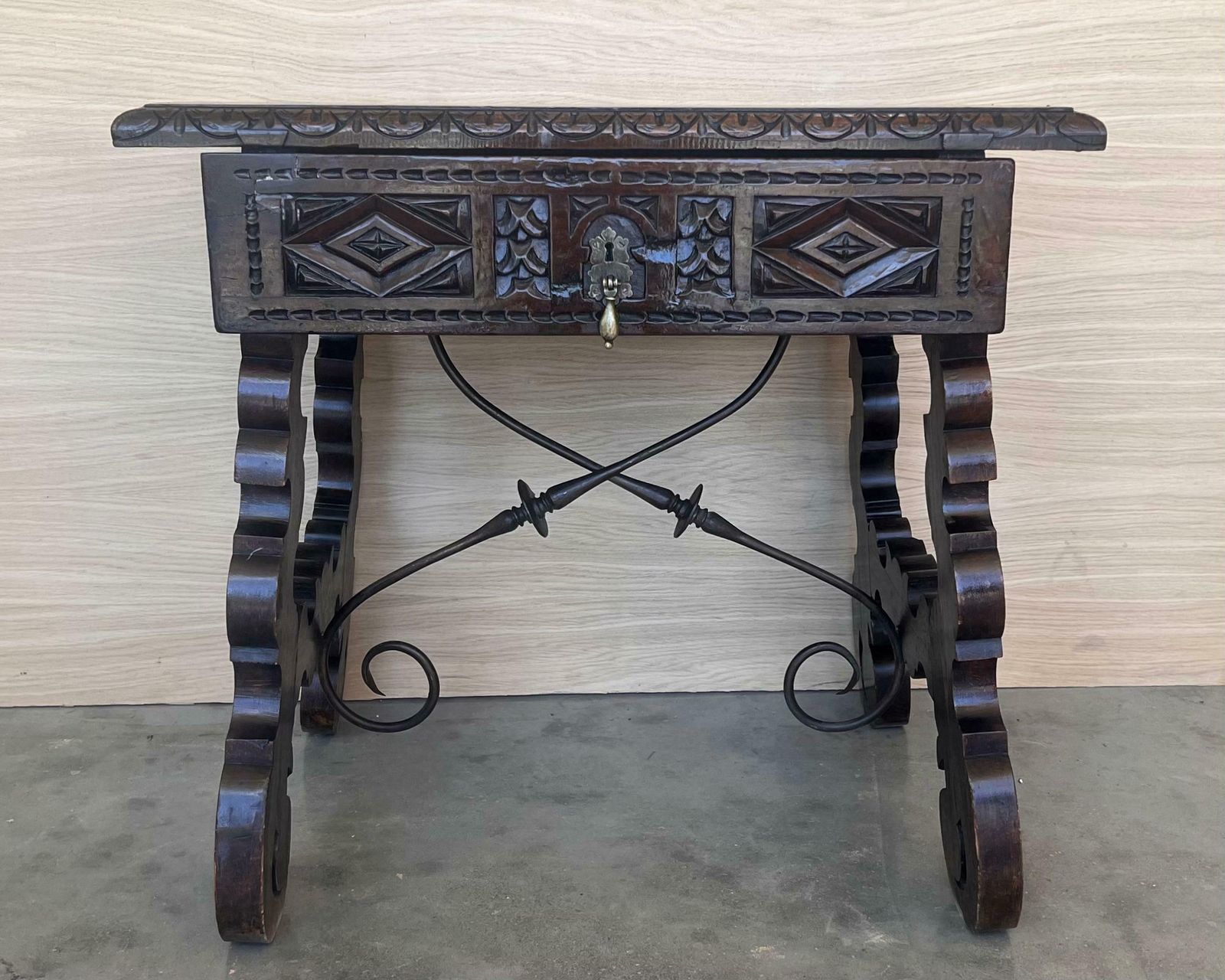 18th Spanish Console Table With Carved Drawers And Original Hardware photo furniture