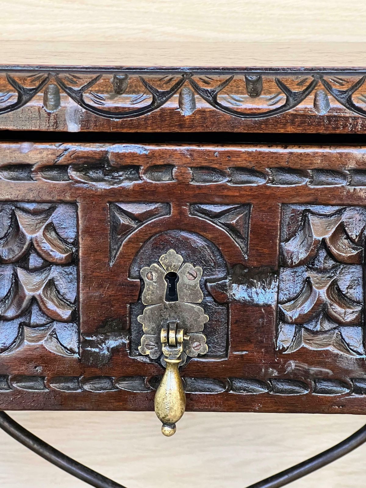 photo furniture 18th Spanish Console Table With Carved Drawers And Original Hardware