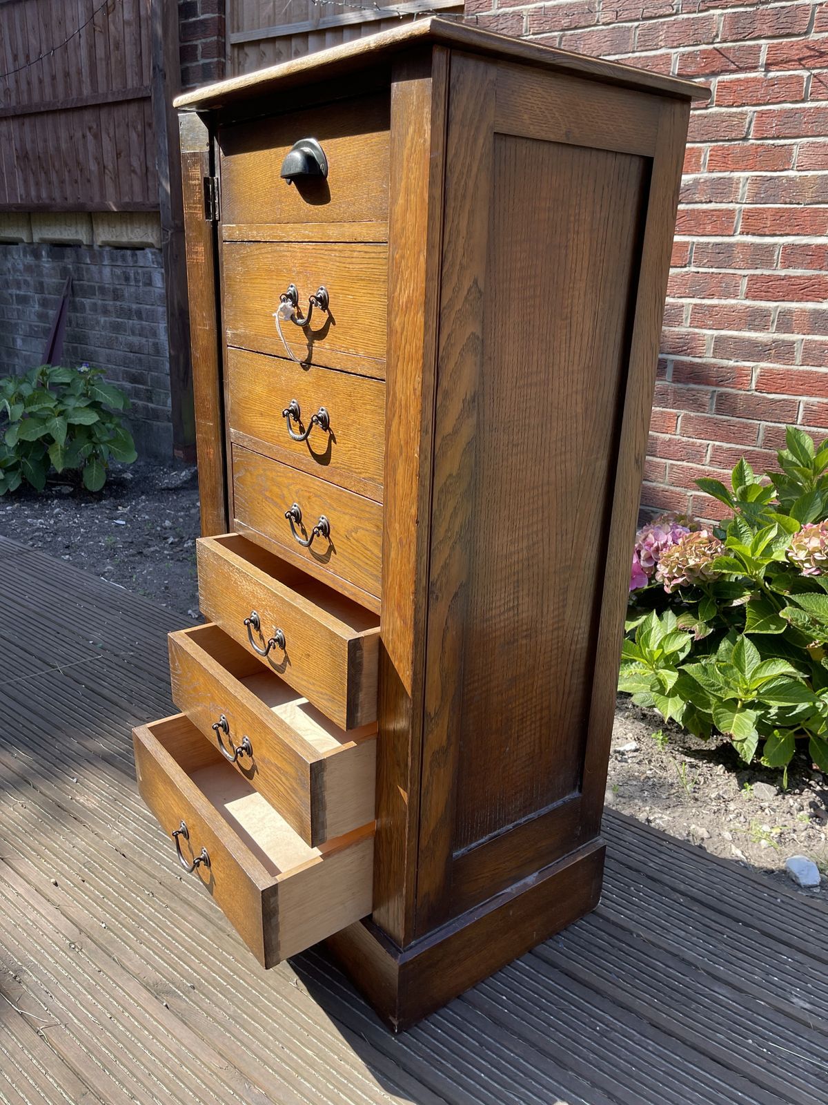 Edwardian Oak Wellington Chest Of Seven Drawers photo Furniture
