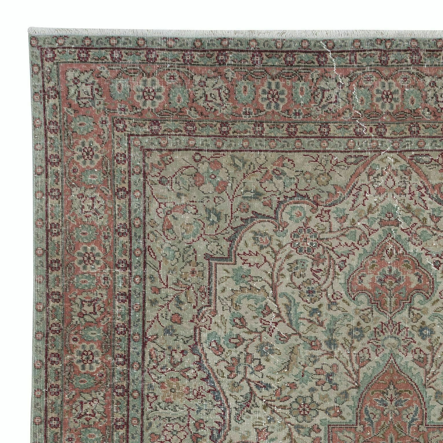 7.4x10.7 Ft Unique Vintage Village Rug, Handmade Turkish Medallion Design Carpet photo Textiles