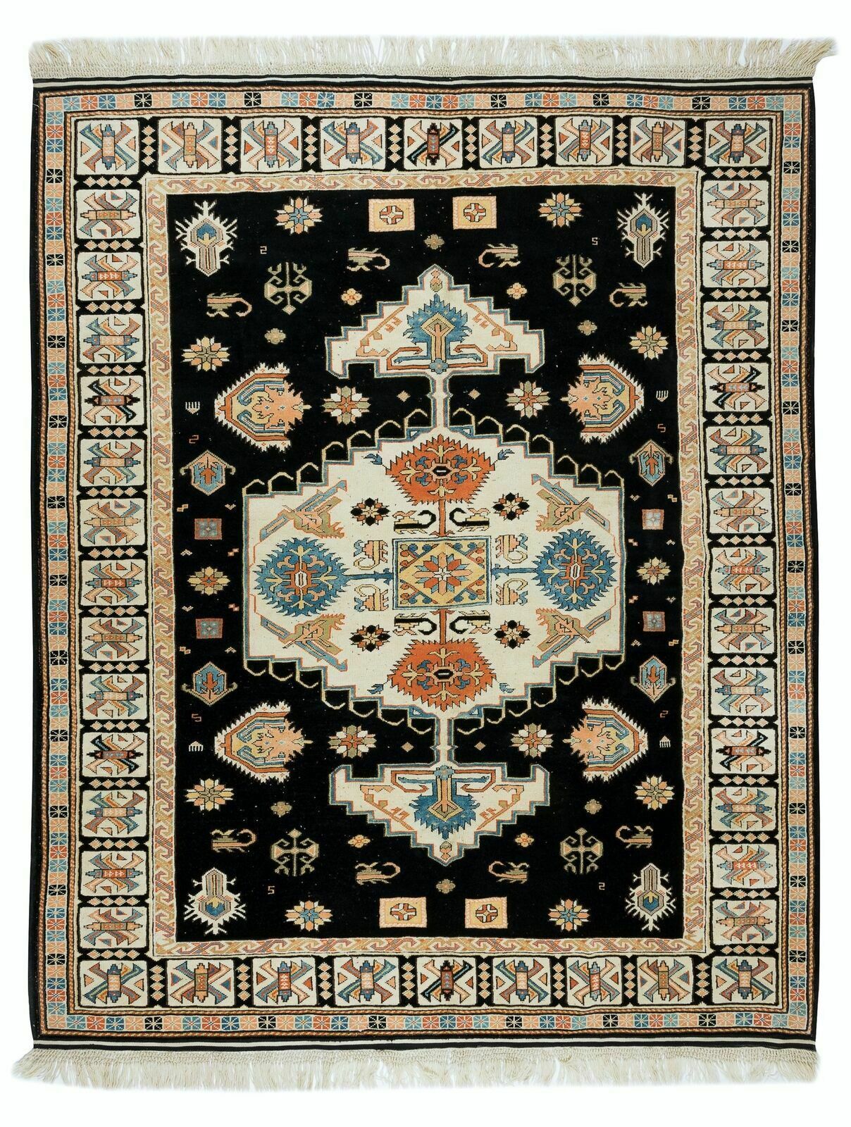 Vintage handgemaakt Turks wollen vloerkleed voor thuis en op kantoor