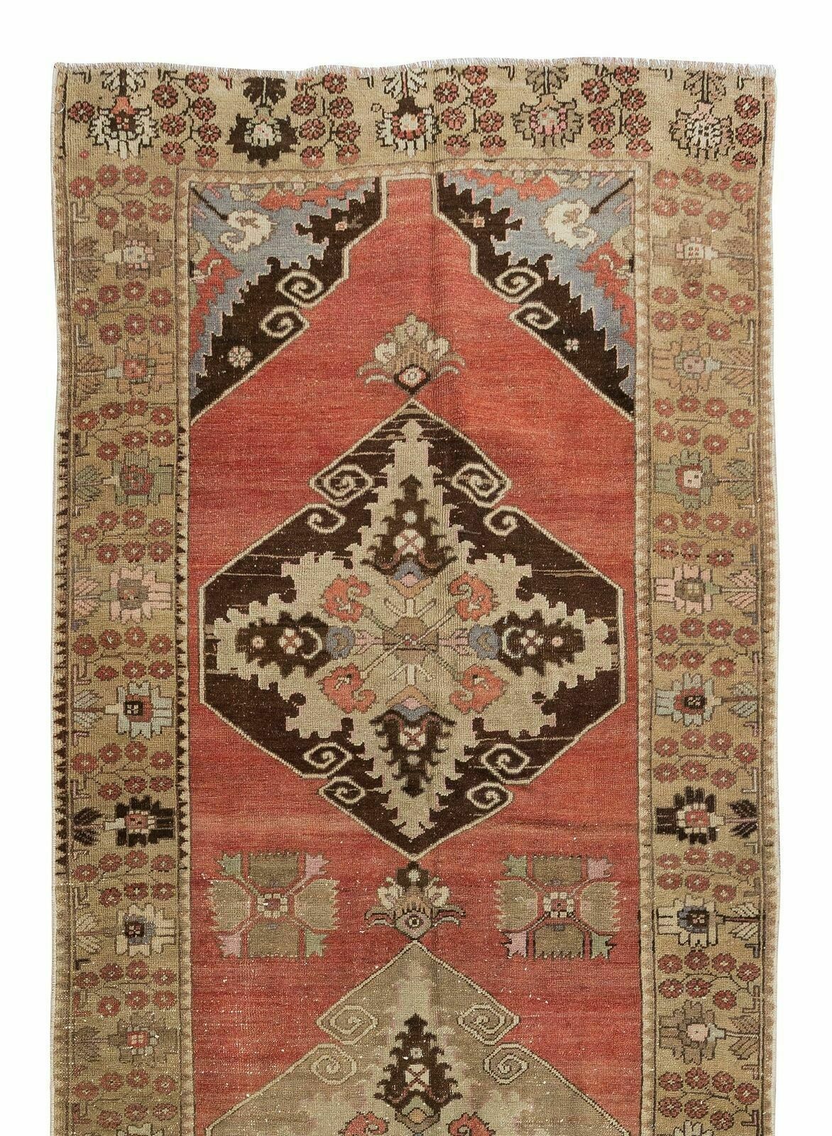 3.5x10 Ft Traditional Hand Knotted Anatolian Runner Rug For Hallway, Circa 1960 photo Textiles