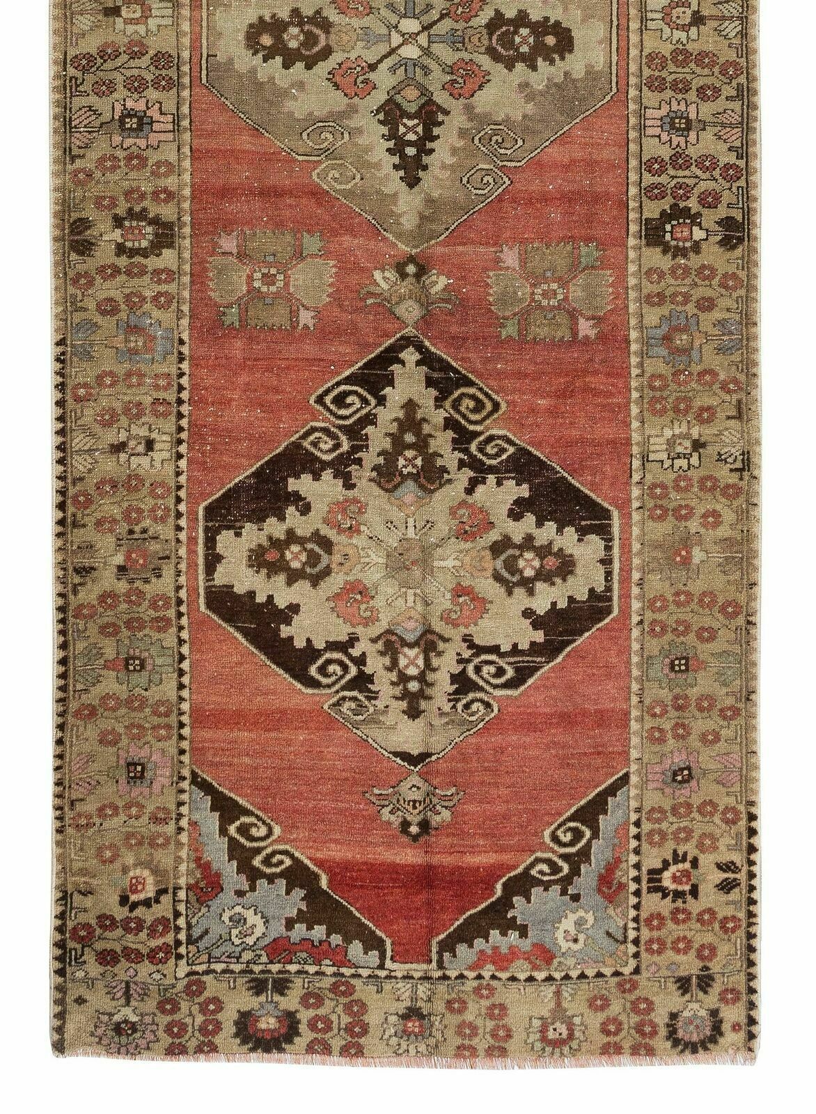 3.5x10 Ft Traditional Hand Knotted Anatolian Runner Rug For Hallway, Circa 1960 photo 999.0