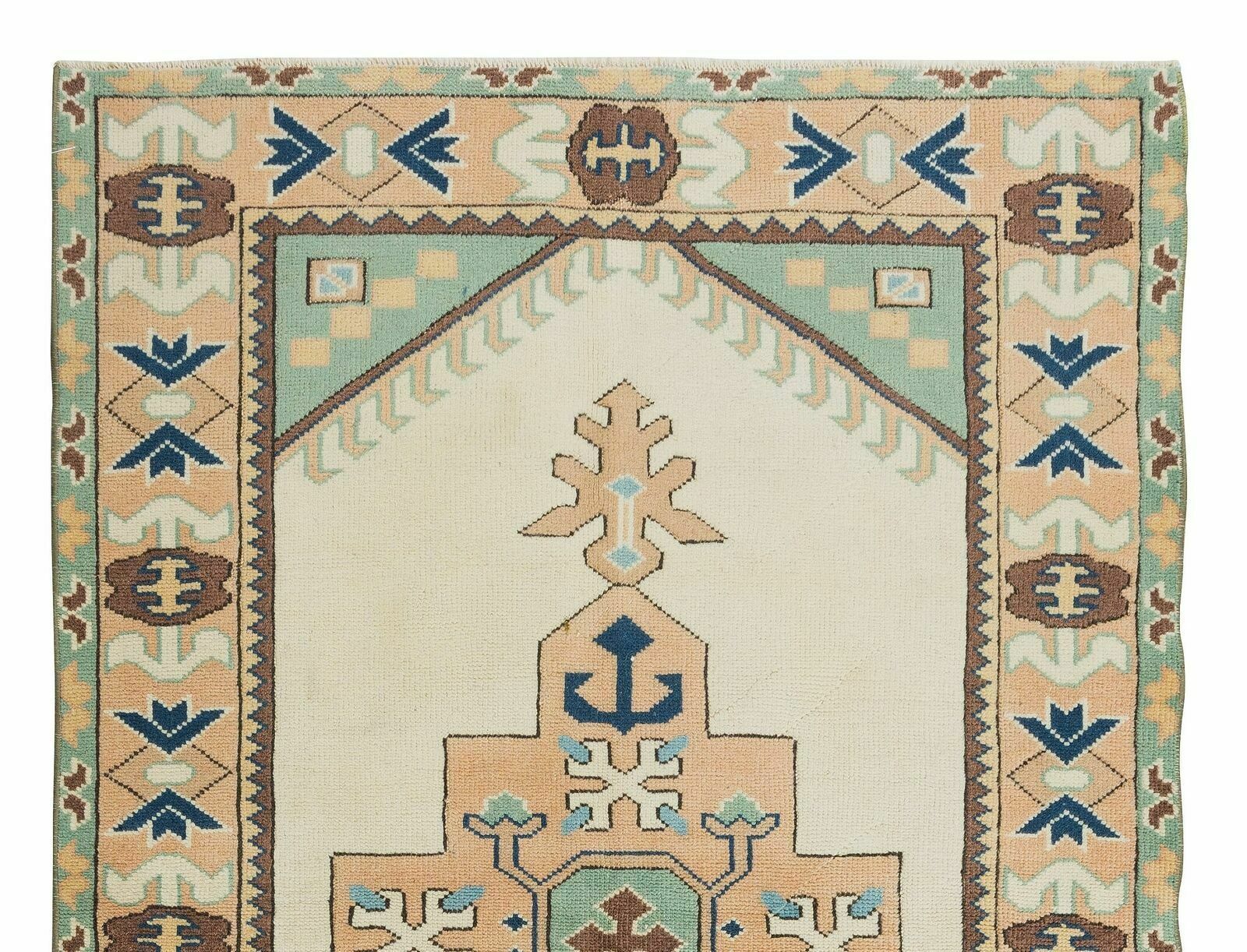 Vintage vloerkleed met geometrisch dessin, wollen tapijt photo Textiel