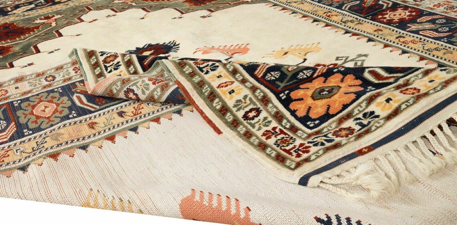 6.5x8.4 Ft Unique 1960s Handmade Turkish Rug With Geometric Medallion Design photo for sale