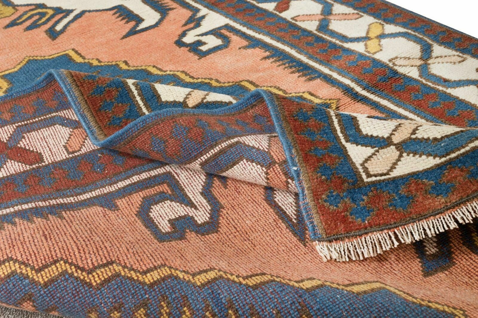 4x6 Ft Mid Century Handmade Turkish Traditional Wool Rug With Geometric Design photo for sale