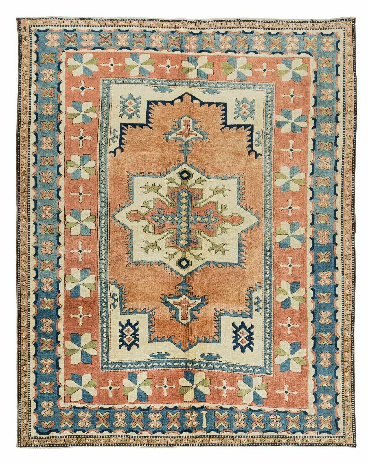 7.6x9 Ft One Of A Kind Turkish Hand Knotted Rug, Traditional Vintage Carpet