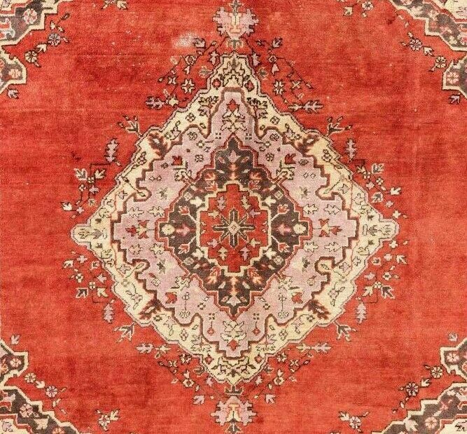 8x9.5 Ft Antique Turkish Oushak Rug. Rare Size. Very Good Condition photo vinterior
