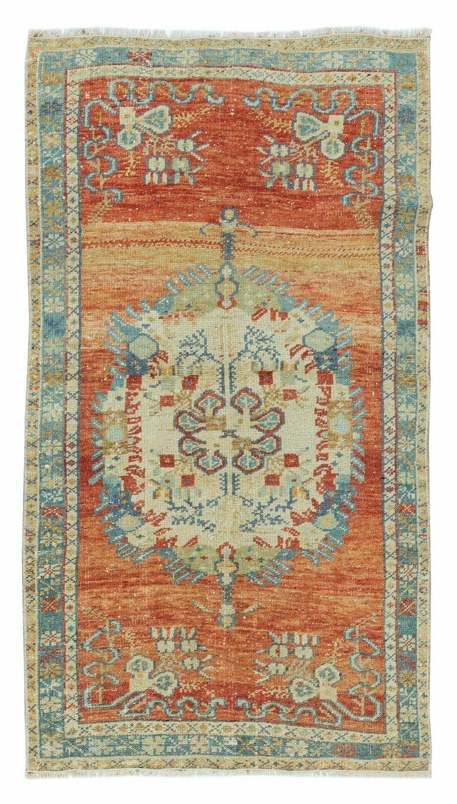 Tapis d'accent turc vintage noué à la main, 0,8 x 1,4 m, vers 1960