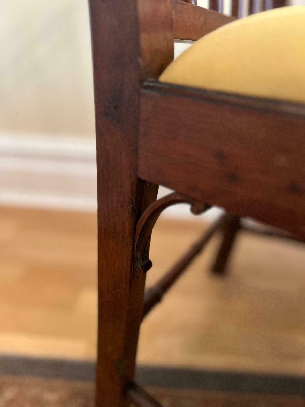 A Pair Of Late George III Solid Yew Wood Open Armchairs photo for sale