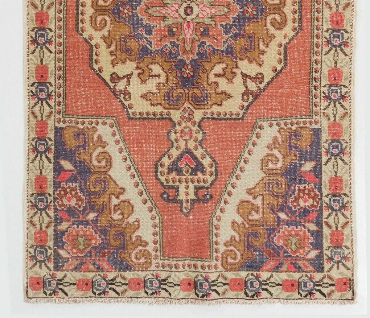 4x7.2 Ft Mid Century Hand Knotted Tribal Wool Accent Rug In Soft Colors photo for sale
