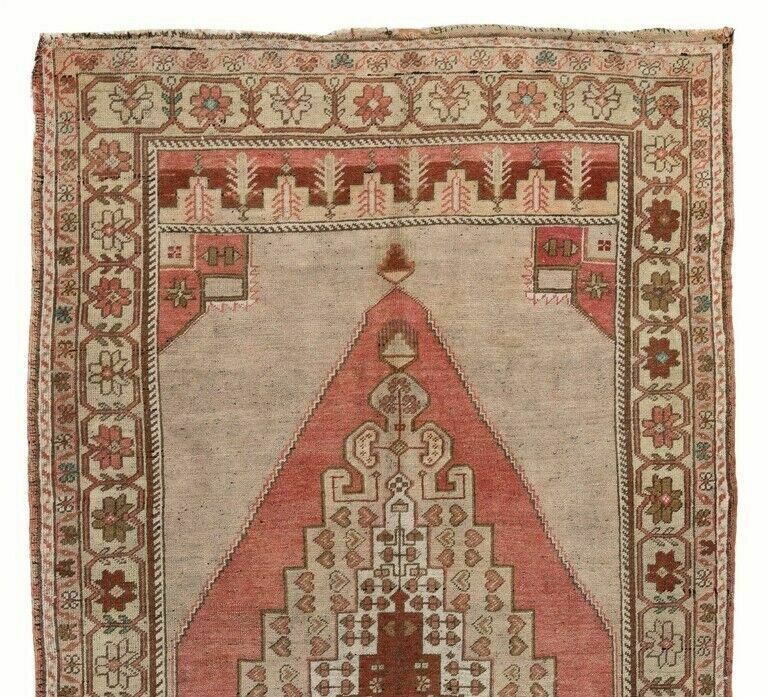 4.5x8.6 Ft Handmade 1950s Turkish Village Rug With Geometric Medallion, All Wool photo furniture