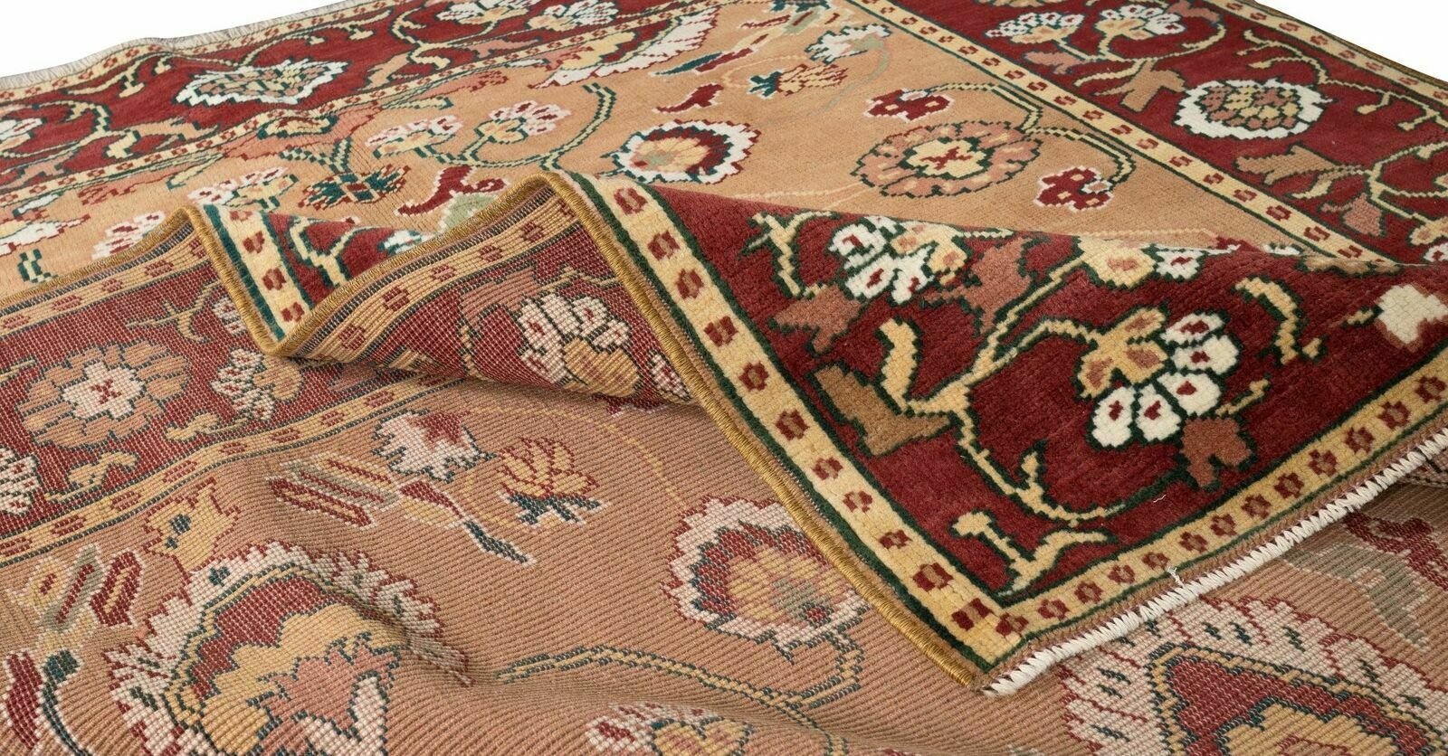 4.6x5.5 Ft Mid Century Turkish Wool Rug, One Of A Kind Floral Handknotted Carpet photo for sale