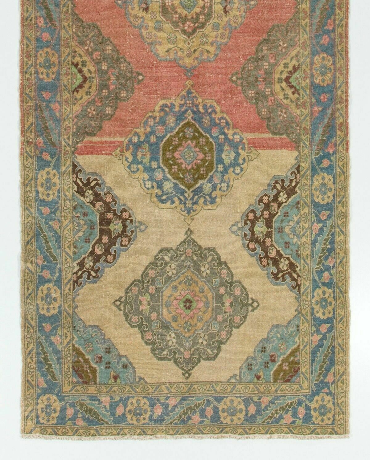 5x12.6 Ft One Of A Kind Vintage Turkish Oushak Runner Rug For Hallway photo for sale