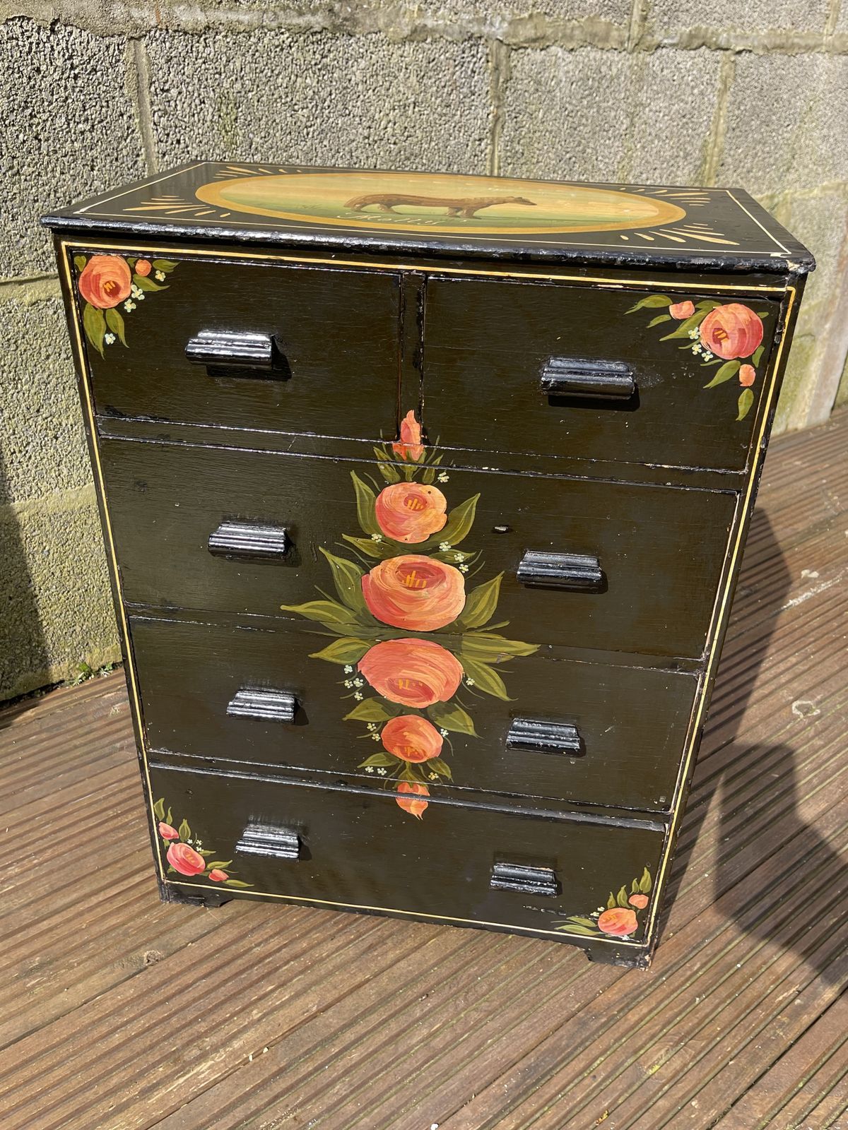 Mid Century Small Bargeware/Canalware Chest Of Drawers