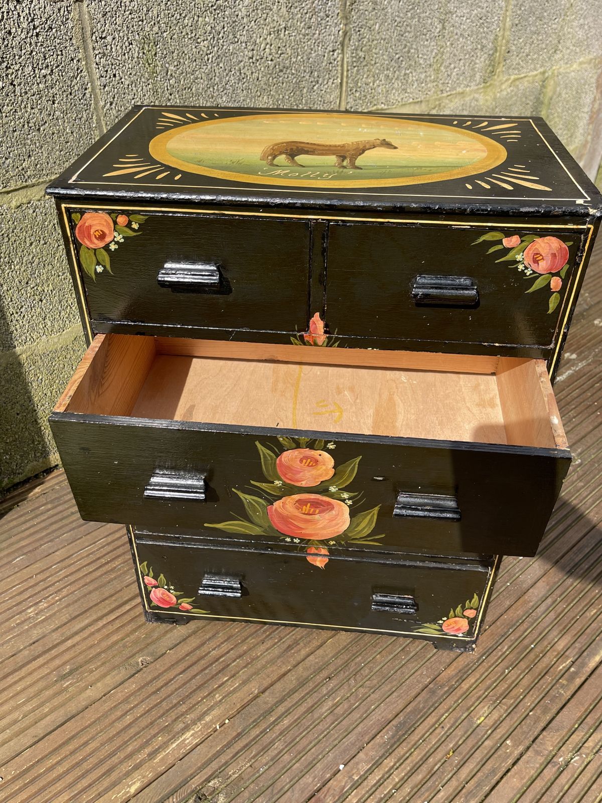 Mid Century Small Bargeware/Canalware Chest Of Drawers photo vintage