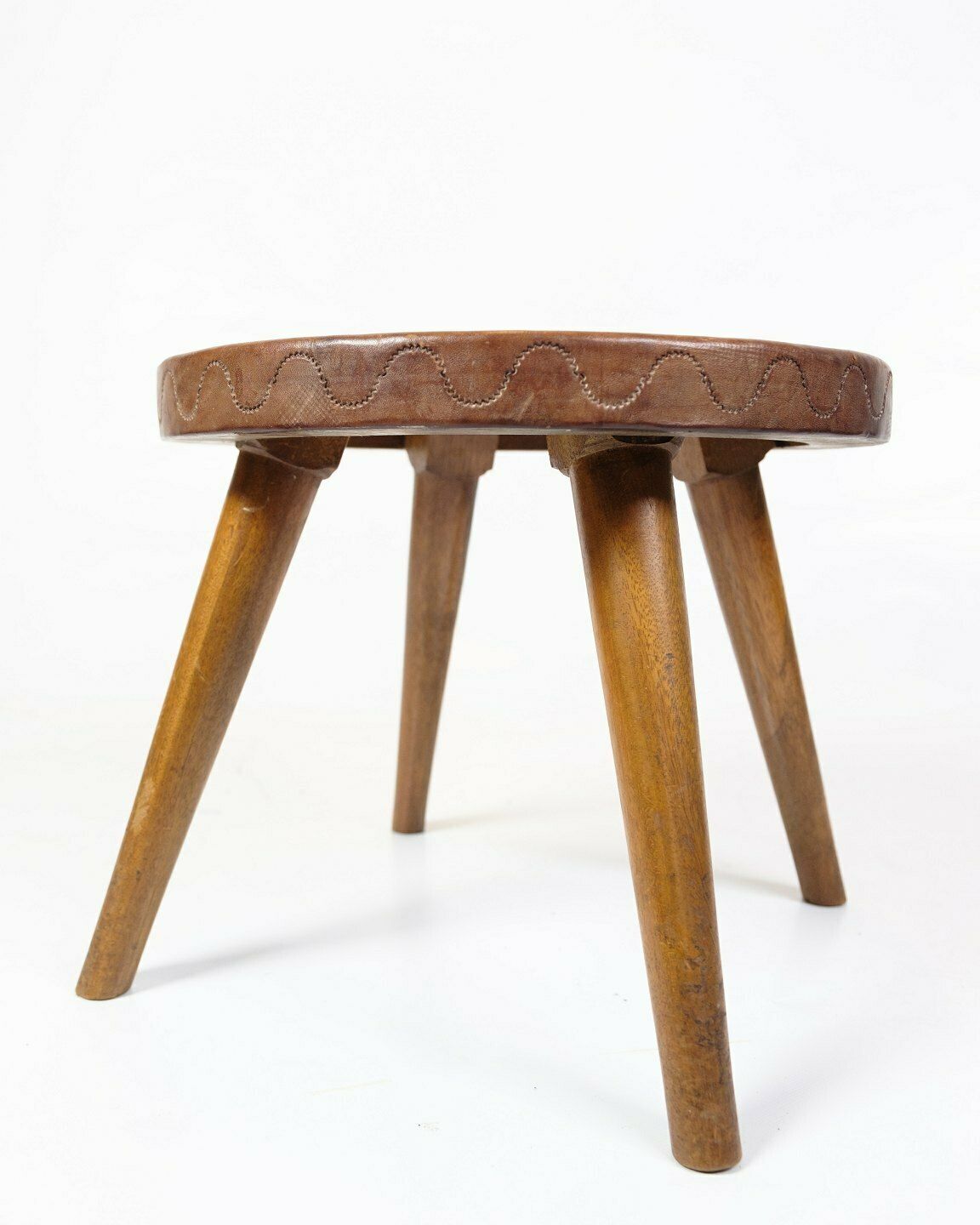 Antique Stool  With Motif Of Farmer With Alpaca From 1940s photo 295.0
