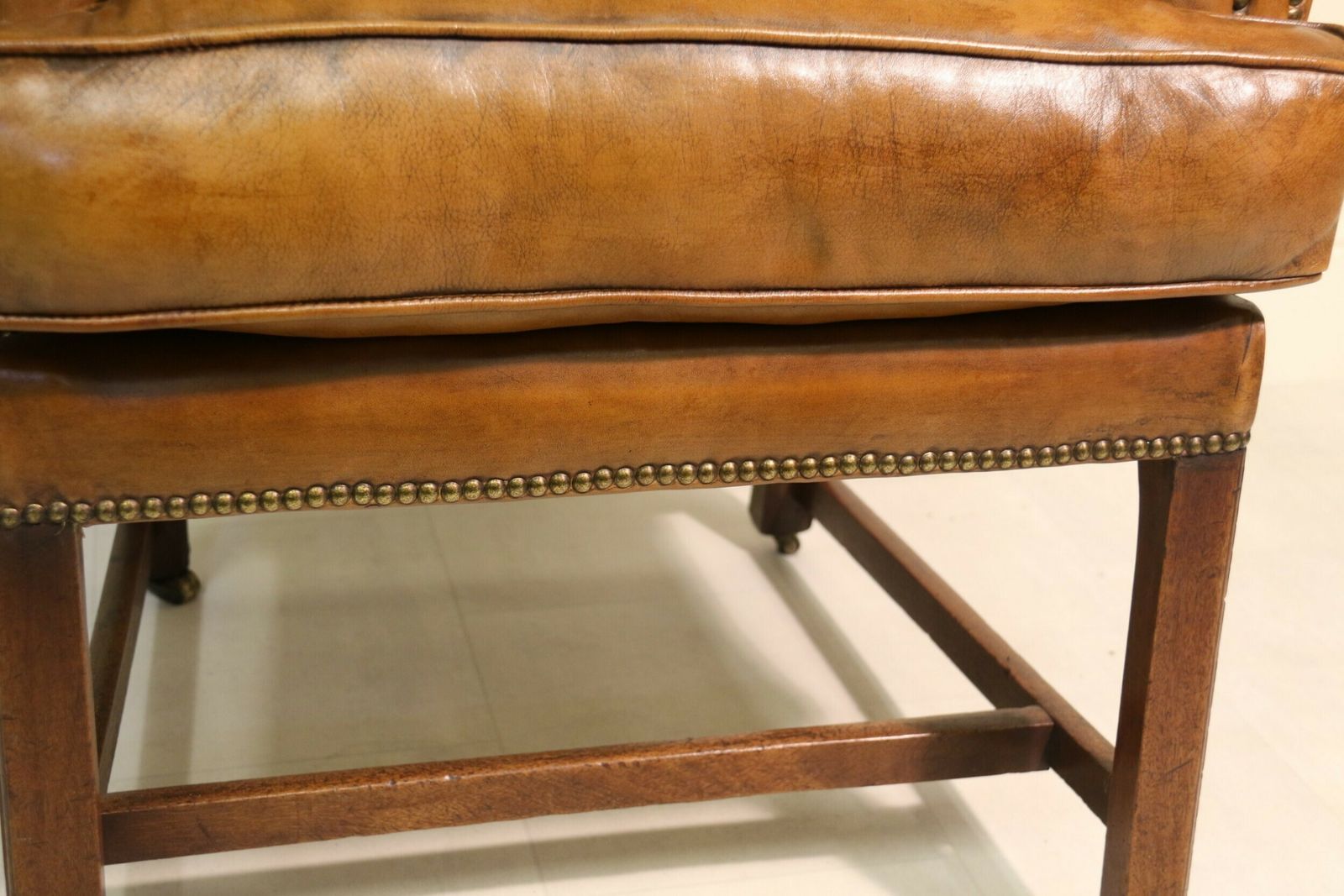 A Rare 18th Century Deep Buttoned Leather Wing Backed Arm Chair Circa 1770 photo 2950.0