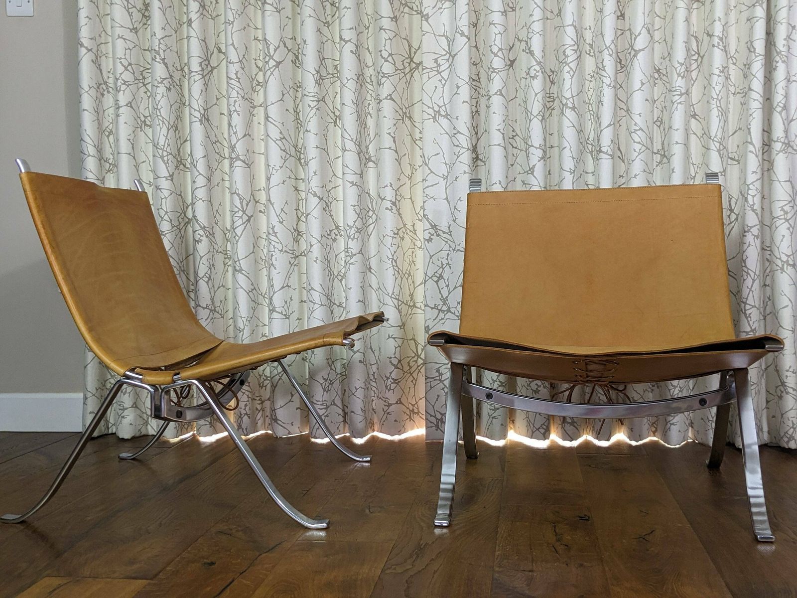 Pair Of Rare Mid Century Danish Chrome And Leather Lounge Chairs Designed By Preben Fabricius/Jorgen Kastholm