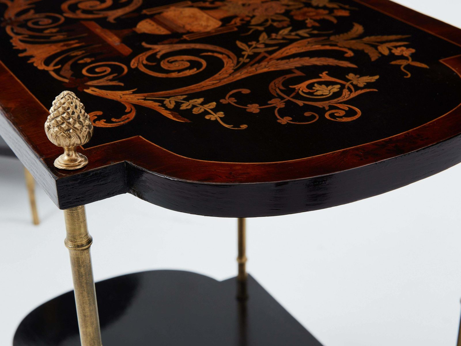 Maison Baguès Bronze Bamboo Wood Marquetry Side Tables 1940s photo Furniture