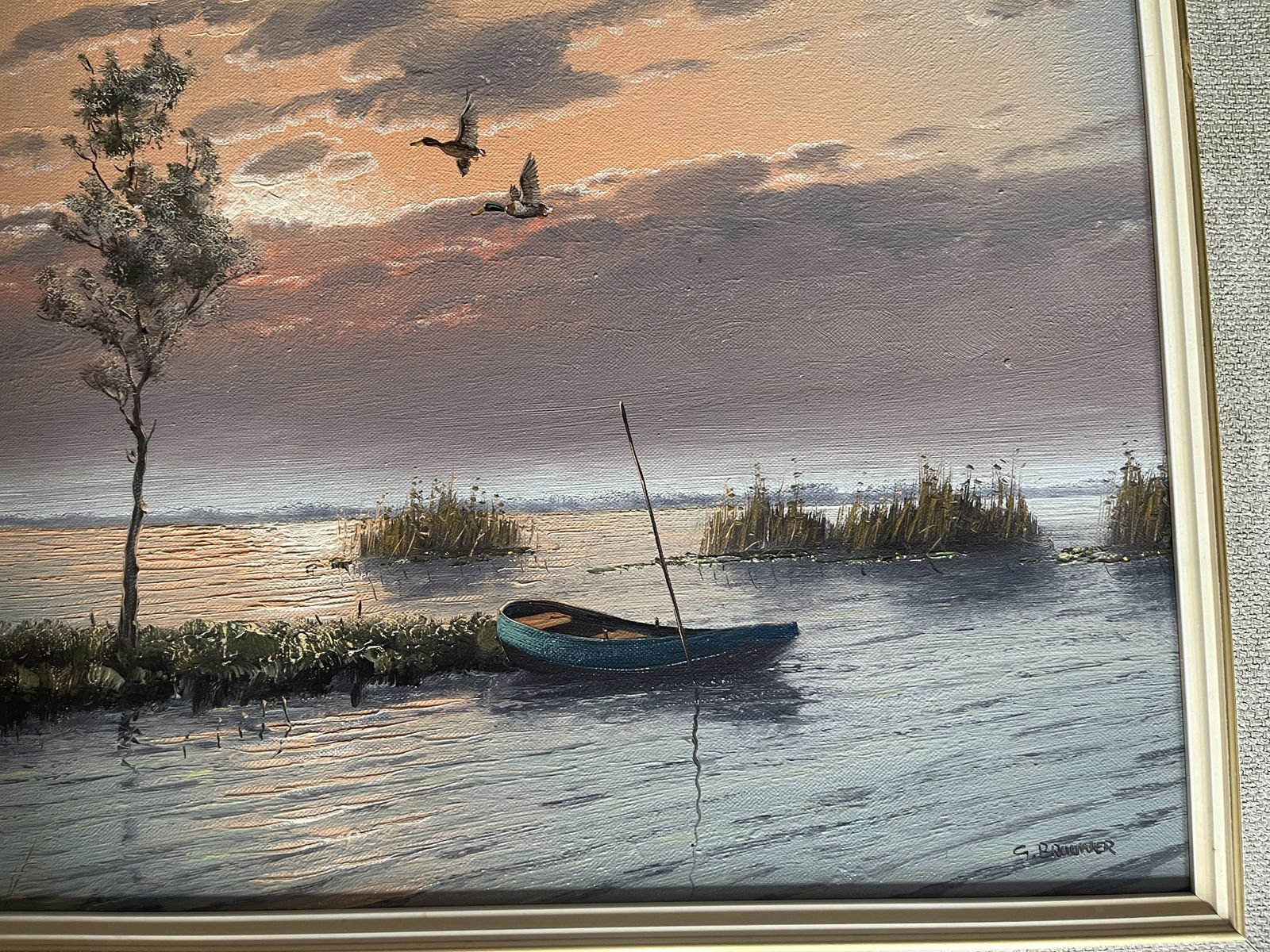 Lake At Akersloot Oil On Canas By Gerald Brouwer (B. 1938) photo Art