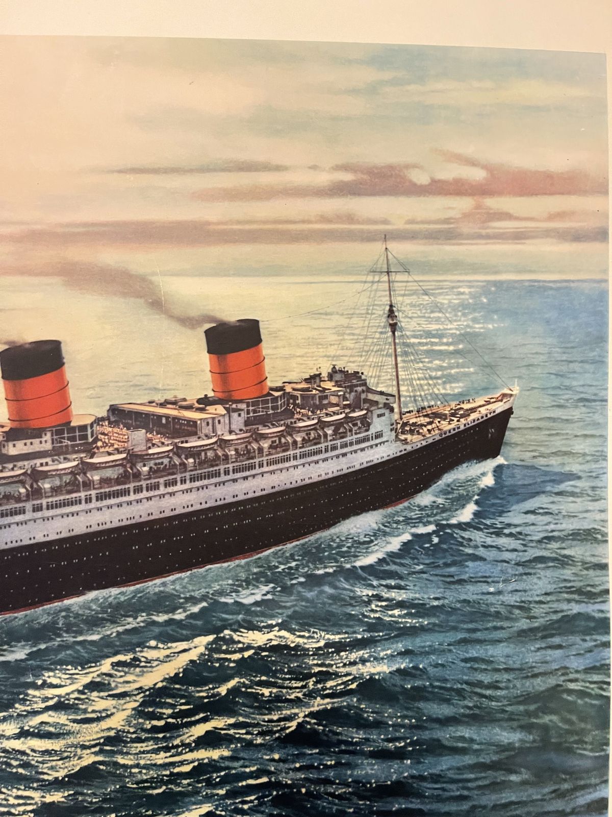 Original 1950's Cunard Travel Poster For Queen Mary And Queen Elizabeth Ocean Liners By C G Evers(1907 2000) photo vintage