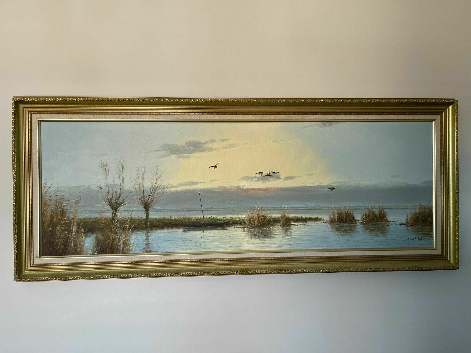 Ducks Flying Over Marshland By Gien Van De Velde (Gien Brouwer)