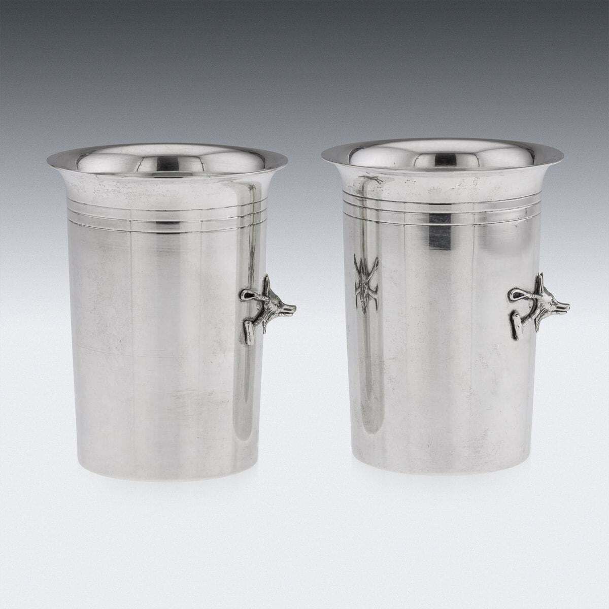 Vintage 20th Century Pair Of Italian Solid Silver Beakers By Gucci photo vinterior