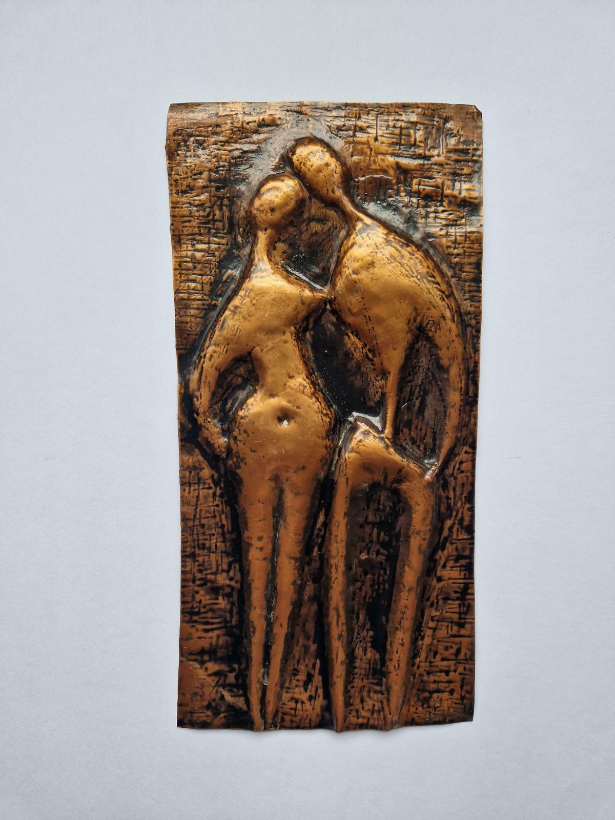 Rare Midcentury Brass Wall Sculpture Lovers, 1970s photo furniture