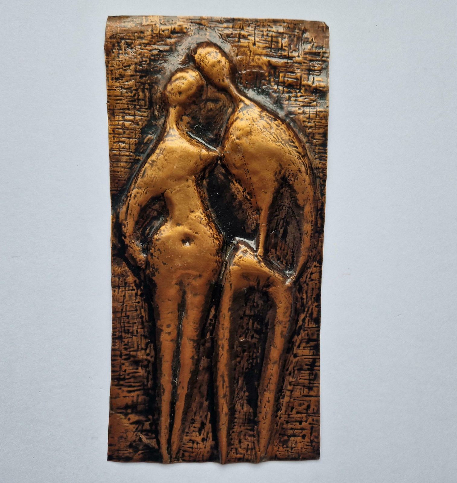 Rare Midcentury Brass Wall Sculpture Lovers, 1970s photo 202.0