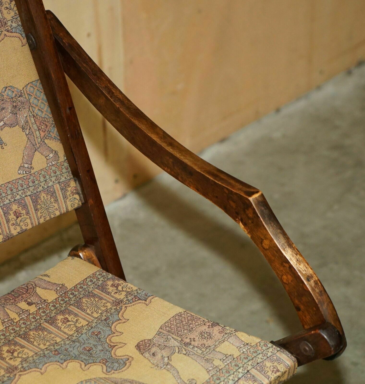 Antique Cir 1890 Anglo Indian Elephant Colonial Folding Military Campaign Chair photo vintage