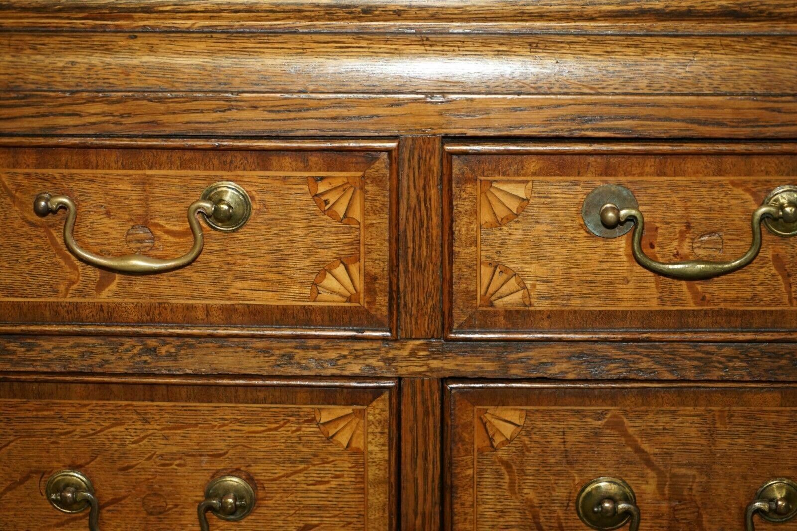 8950.0 Exquisite Antique 1800 Sheraton Inlaid Housekeepers Cupboard Wardrobe Drawers photo