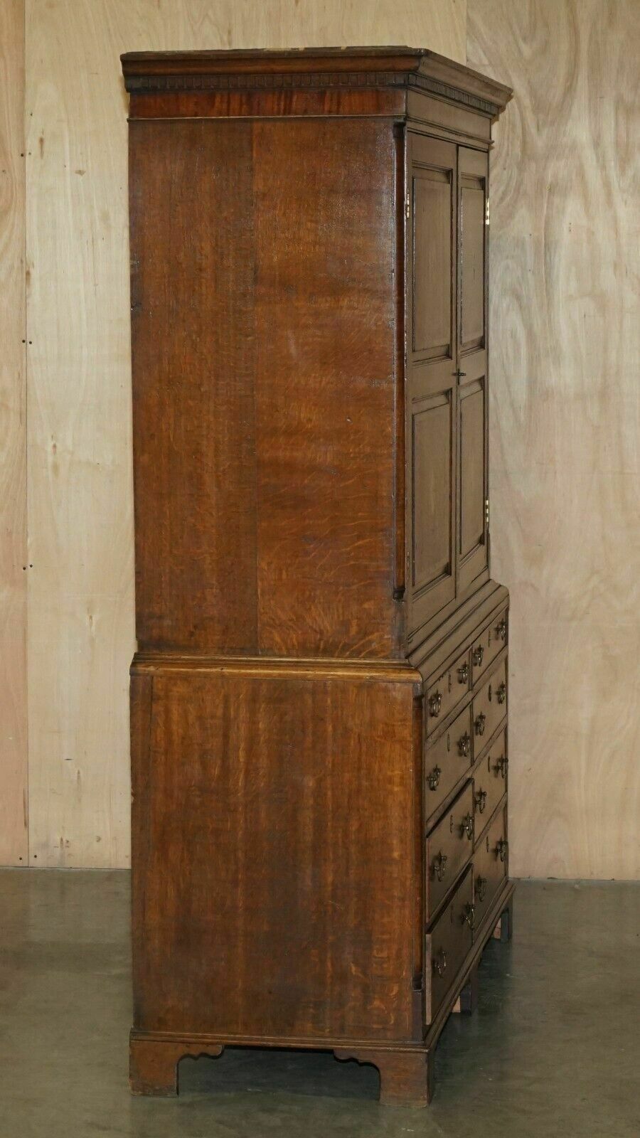 photo vinterior Exquisite Antique 1800 Sheraton Inlaid Housekeepers Cupboard Wardrobe Drawers