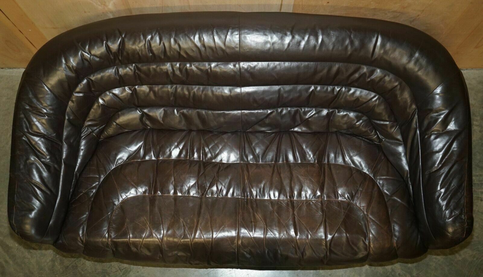Vintage 1960's Mid Century Modern Danish Brown Leather Sofa & Armchair Suite photo vinterior