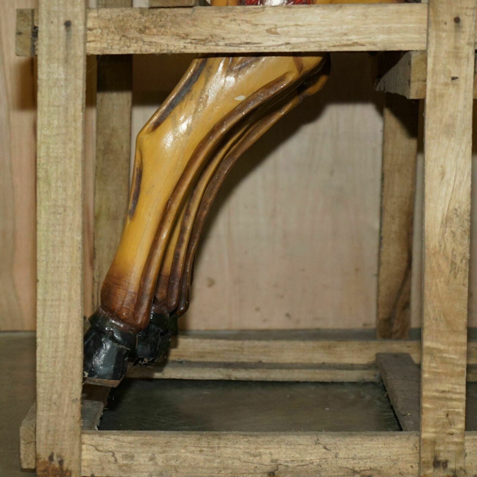 photo furniture Pair Of Circa 1890 Original Paint New Old Stock Crated Fairground Ride Horses