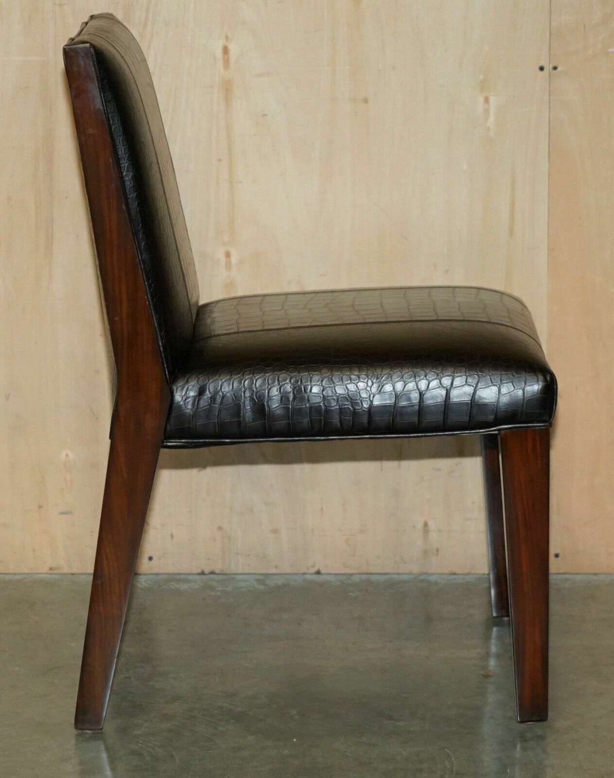 photo for sale Ralph Lauren Metropolis Side Occasional Crocodile Patina Leather Dining Chairs