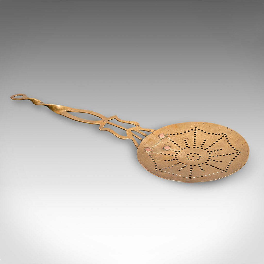 Antique West Country Cream Skimmer, English, Brass, Milk Stirrer, Georgian, 1800 photo buy