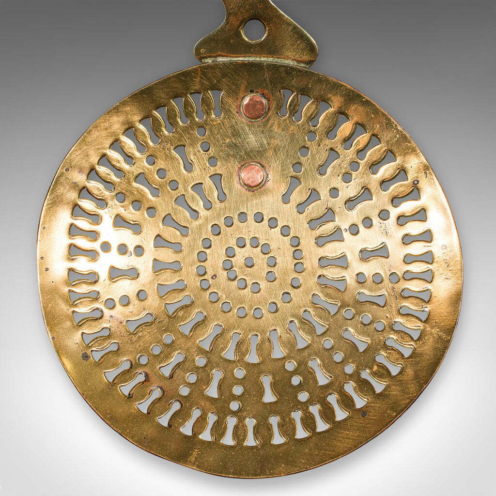 Antique Fireside Warmer, English, Pierced Brass, Fireplace Accessory, Georgian photo Home Fixtures